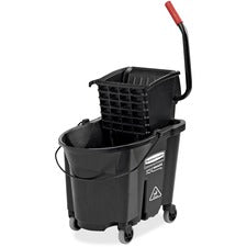 Rubbermaid Commercial WaveBrake Side Press Mop Bucket 8.75 gal - Wringer - 19.8" x 16.1" - Tubular Steel, Plastic - Black - 1 / Carton