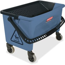 Rubbermaid Commercial Finish Mop Bucket w/ Wringer Hinged Lid, Ergonomic Design, Handle - 16.2" x 26.2" - Blue - 1 / Carton