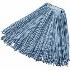 Rubbermaid Commercial 1" Headband Dura Pro Wet Mop Cotton Head - 4-ply, Cut Ends, Absorbent, Durable - Blue - 12 / Carton