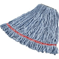 Rubbermaid Commercial 1" Headband Web Foot Wet Mop Shrinkless, Chemical Resistant, Durable - Cotton, Yarn, Synthetic, PVC - Blue - 6 / Carton