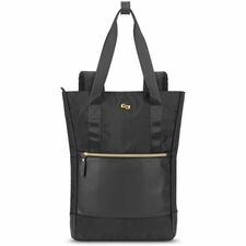 Solo PARKER Carrying Case (Tote) for 15.6" Notebook - Classic Black, Gold Polyster Body - Shoulder Strap, Handle - 16" Height x 15" Width x 4.5" Depth - 1 Each