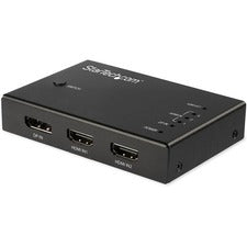 StarTech.com 4-Port HDMI Video Switch - 3x HDMI and 1x DisplayPort - 4K 60Hz 4096 x 2160 - 4K - 4 x 1 - Display, Media Player, Blu-ray Disc Player - 1 x HDMI Out - 1 x DisplayPort In - DisplayPort