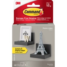 Command Display Ledges 3" Height x 4" Width x 3.5" Depth - Slate - Plastic - 2 / Pack