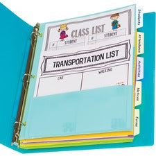 C-Line Bright Multi-pocket 5-tab Index Dividers 5 Write-on Tab(s) - 5 Tab(s)/Set - Letter - 8.50" Width x 11" Length - 3 Hole Punched - Green Polypropylene, Orange, Purple, Yellow, Turquoise Divider - 5 / Set