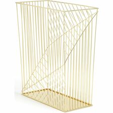 U Brands Vena Waste Basket Sturdy, Lightweight - 6.1" Height x 12.2" Width - Metal Wire - Gold - 1 Each