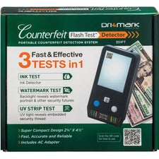 Dri Mark Flash Test Counterfeit Detector Ultraviolet, Watermark, Ink - 1 Second - Black - 1 Each