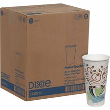 Dixie PerfecTouch 20 oz Insulated Paper Hot Coffee Cups by GP Pro 20 fl oz - White, Green, Brown - Paper - Hot Drink - 25/Pack - 20 / Carton