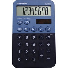 Sharp EL-760RBBL Desktop Calculator 3-Key Memory, Dual Power, Angled Display, LCD Display, Automatic Power Down, Extra Large Key - 8 Digits - LCD - Battery/Solar Powered - 1 x LR54 - 0.9" Height x 3" Width x 4.7" Depth - Blue - Plastic - Desktop - 1 Each