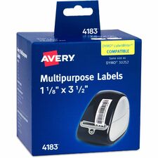 Avery® Direct Thermal Roll Labels 3 1/2" Height x 1 1/8" Width - Permanent Adhesive - Rectangle - Thermal - Bright White - Paper - Water Resistant - Permanent Adhesive, Scratch Resistant, Smudge Resistant, Grease Resistant, BPA Free, Stick & Stay, Dus