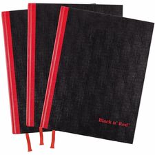 Black n' Red Casebound Hardcover Notebook 3-pack Case Bound - 12" Height x 8.5" Width x 1.7" Length - Matte Cover - Hard Cover, Bleed Resistant, Ribbon Marker - 3 / Pack