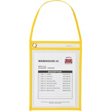 C-Line Hanging Strap Shop Ticket Holder 12" Height x 9" Width x 16" Length - Vinyl - Yellow - 15 / Box