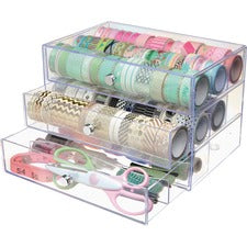 Deflecto 3-Drawer Storage Organizer 3 Drawer(s) - 7" Height x 10" Width x 6.80" Depth - Clear - 1 Each