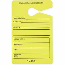 Tatco Information Sign 3.5" Width x 5.5" Height - Rectangular Shape - Hanging - Fluorescent Yellow - 50 / Pack