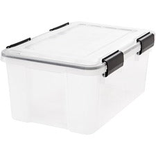 IRIS WeatherTight Heavy-duty Storage Tote Internal Dimensions: 14.75" Length x 9.63" Width x 7" Height - External Dimensions: 17.5" Length x 11.8" Depth x 7.9" Height - 25 lb - 4.75 gal - Heavy Duty - Stackable - Plastic - Clear - For Craft Supplies, Clot
