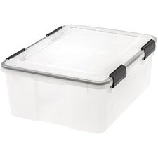 IRIS WeatherTight Heavy-duty Storage Tote Internal Dimensions: 17" Length x 13.50" Width x 6.88" Height - External Dimensions: 19.7" Length x 15.8" Depth x 7.8" Height - 30 lb - 7.65 gal - Lid Lock Closure - Heavy Duty - Stackable - Plastic - Clear - For