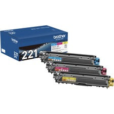 Brother TN221 Original Standard Yield Laser Toner Cartridge - Multi-pack - Cyan, Magenta, Yellow - 3 / Box 1400 Pages Cyan, 1400 Pages Magenta, 1400 Pages Yellow
