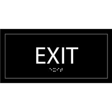 Lorell Exit Sign 4" Width x 8" Height - Rectangular Shape - Surface-mountable - Easy Readability, Injection-molded - Plastic - Black - 1 Each