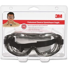 3M Chemical Splash/Impact Goggles Particulate, Airborne Particle, Chemical, Splash Protection - Clear - Wraparound Lens, Flame Resistant, Adjustable Headband, Vented, Lightweight, Comfortable, Anti-fog - 1 Each