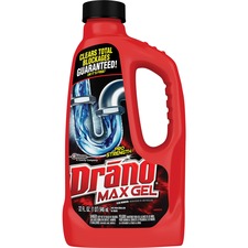 Drano Max Gel Clog Remover Ready-To-Use - 32 fl oz (1 quart) - Corrosion Resistant, Phosphorous-free - Clear Bottle - 12 / Carton