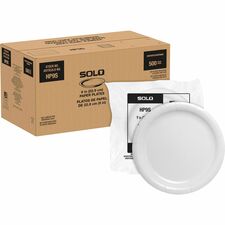 Solo 9" Heavyweight Paper Plates Food - Disposable - 9" Diameter - White - Paper Body - 125/Bag - 4 / Carton