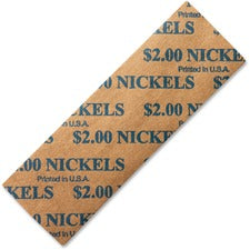 ICONEX SecurIT Color-coded Flat Coin Wrappers Total $2.00 in 5¢ Denomination - Color Coded, Sturdy - Kraft Paper - Blue - 1000 / Pack
