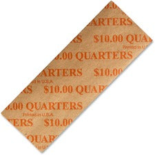ICONEX SecurIT Color-coded Flat Coin Wrappers Total $10 in 25¢ Denomination - Color Coded, Sturdy - Kraft Paper - Orange - 1000 / Pack