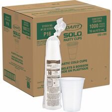 Solo 16 oz Plastic Cold Party Cups 16 fl oz - Round - Translucent - Polystyrene - Cold Drink, Party, Soda, Juice, Concession Stand - 50/Bag - 20 / Carton