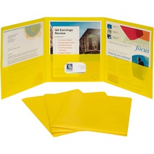 C-Line Letter Pocket Folder 8 1/2" x 11" - 3 Internal Pocket(s) - Yellow - 24 / Box