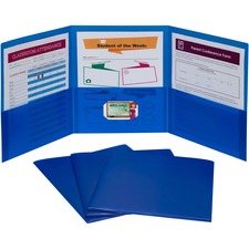 C-Line Letter Pocket Folder 8 1/2" x 11" - 3 Internal Pocket(s) - Blue - 24 / Box