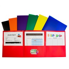 C-Line Letter Pocket Folder 8 1/2" x 11" - 3 Internal Pocket(s) - Black, Blue, Green, Orange, Red, Purple, Yellow - 24 / Box