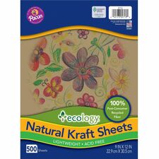 Ecology Natural Kraft Sheets Drawing, Project, Art, Craft Project, Decoration - 500 Piece(s) - 2.10" Height x 9" Width x 12" Length - Natural - Kraft - 500 / Ream