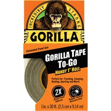Gorilla Tape To-Go 10 yd Length x 1" Width - Black - 1 Each