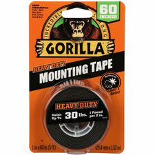 Gorilla Heavy Duty Mounting Tape 5 ft Length x 1" Width - Black - 1 Each
