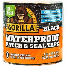 Gorilla Waterproof Patch & Seal Tape 10 ft Length x 4" Width - Black - 1 Each