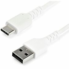 StarTech.com 1 m (3.3 ft.) USB 2.0 to USB C Cable - White 3.28 ft USB/USB-C Data Transfer Cable for Mobile Device, Smartphone, iPad Pro - First End: 1 x 4-pin USB 2.0 Type A - Male - Second End: 1 x 24-pin USB 2.0 Type C - Male - 480 Mbit/s - Shielding -