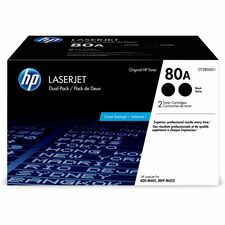 HP 80A (CF280AD1) Original Laser Toner Cartridge - Black - 2 / Carton 2560 Pages (Per Cartridge)