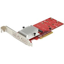 StarTech.com x8 PCI Express to Dual M.2 PCIe SSD Adapter Dual M.2 PCIe SSD adapter to install 2 PCI Express M-Key SSD (NVMe/AHCI) in computer - Use M.2 NGFF SSDs individually or w/ software RAID 0 1 SPAN JBOD. Compatible w/ Samsung 970 Evo / 950 Pro / SM9