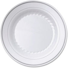 Masterpiece 9" Heavyweight Plates Picnic, Party - Disposable - 9" Diameter - White - Plastic Body - 10/Pack - 12 / Carton