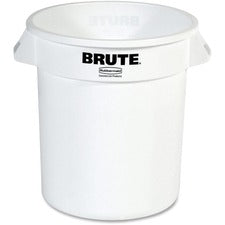 Rubbermaid Commercial Brute 10-Gallon Vented Containers 10 gal Capacity - Round - Tear Resistant, UV Coated, Damage Resistant, Handle, Reinforced, Warp Resistant, Crack Resistant - 17.3" Height x 15.6" Diameter - Plastic - White - 6 / Carton