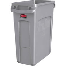 Rubbermaid Commercial Slim Jim Vented Container 16 gal Capacity - Rectangular - Durable, Vented, Sturdy, Weather Resistant, Handle, Lightweight - 25" Height x 11" Width - Plastic - Gray - 4 / Carton