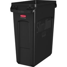 Rubbermaid Commercial Slim Jim 16-Gallon Vented Waste Containers 16 gal Capacity - Rectangular - Crush Resistant, Durable, Chemical Resistant, Crush Resistant, Recyclable, Handle - 25" Height x 11" Width x 22" Depth - Black - 4 / Carton
