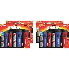 Eveready LED Flashlight Combo Pack LED - Bulb - 25 lm Lumen - D - Battery - Red, Blue - 4/Pack - 4 / Carton