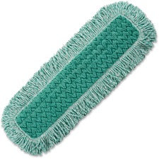 Rubbermaid Commercial Hygen 24" Fringed Dust Mop Pad 24" Width MicroFiber Head - Hook & Loop Backing, Durable - Green - 6 / Carton