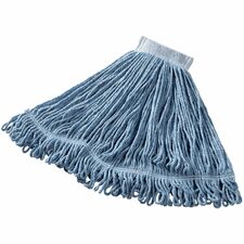 Rubbermaid Commercial Super Stitch 24 oz Blend Wet Mop Heads Antimicrobial - Cotton, Synthetic Yarn - Blue - 6 / Carton