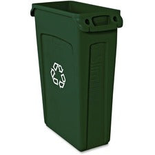 Rubbermaid Commercial Slim Jim 23-Gallon Vented Recycling Containers 23 gal Capacity - Weather Resistant, Durable, Long Lasting, Handle, Lightweight, Sturdy - Plastic - Green - 4 / Carton