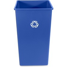 Rubbermaid Commercial 50-Gallon Square Recycling Container 50 gal Capacity - Square - Weather Resistant, Easy to Clean, Compact - 34.3" Height x 19.5" Width x 19.5" Depth - Resin - Blue - 4 / Carton