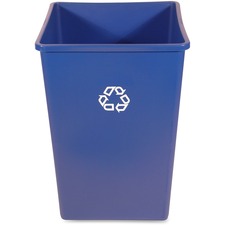 Rubbermaid Commercial Untouchable Square Recycling Container 35 gal Capacity - Square - Easy to Clean, Weather Resistant, Compact - 27.6" Height x 19.5" Width - Plastic, Resin - Blue - 4 / Carton
