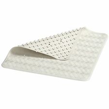 Rubbermaid Commercial Safti Grip Large Bath Mat Bathroom - 28" Length x 16" Width - Rectangular - Textured - Rubber - White - 12 / Carton