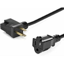 StarTech.com 12in Outlet Saver Extension Cord - NEMA 5-15P to 2 x NEMA 5-15R For Desktop Computer, Monitor, Printer, Scanner, Server - 125 V AC / 13 A - Black - 12" Cord Length - NEMA 5-15P / NEMA 5-15R - North America - 1 Each