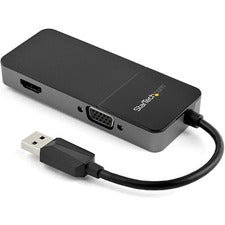 StarTech.com USB 3.0 to HDMI VGA Adapter - 4K 30Hz 1 x 9-pin Type A USB 3.0 USB Male - 1 x 15-pin HD-15 VGA Female, 1 x HDMI HDMI 1.4 Digital Audio/Video Female - 3840 x 2160 Supported - Black, Silver - 1 Each